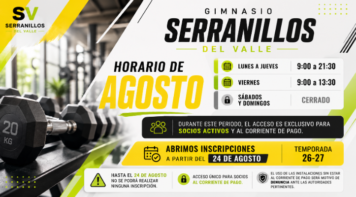 💪 Tu gimnasio en agosto