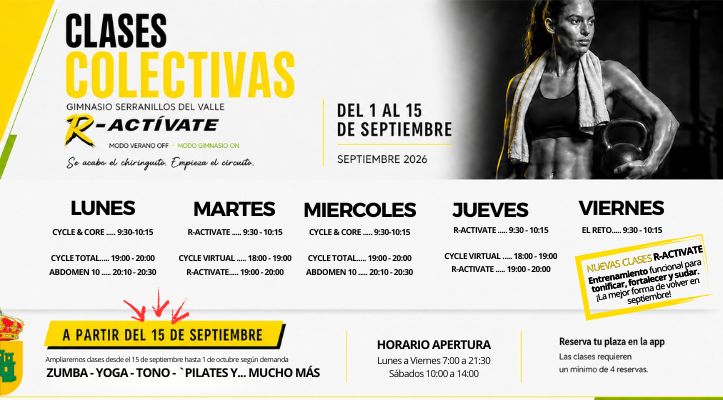 CLASES COLECTIVAS: 1 a 15 de Septiembre ¡R-ACTIVATE!
