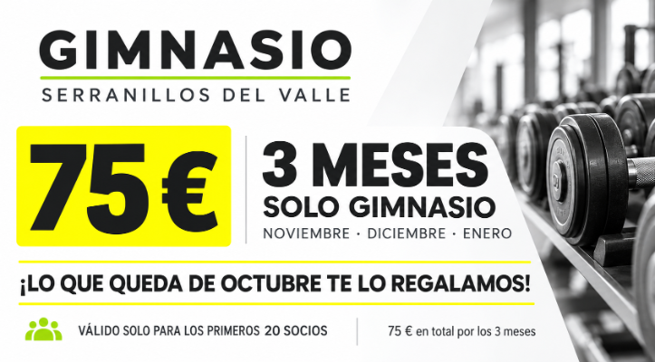 3 meses de gimnasio por 75 €